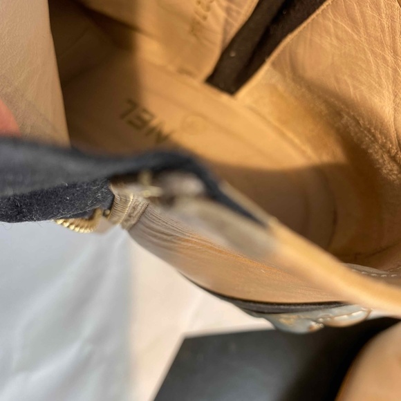 CHANEL LEATHER TAN BEIGE ANKLE BOOTS GOLD METAL ACCENT SIZE 36-6 MADE IN ITALY. - Picture 9 of 9